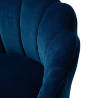 Shell Motif Luxury Style Blue Velvet Accent Chair