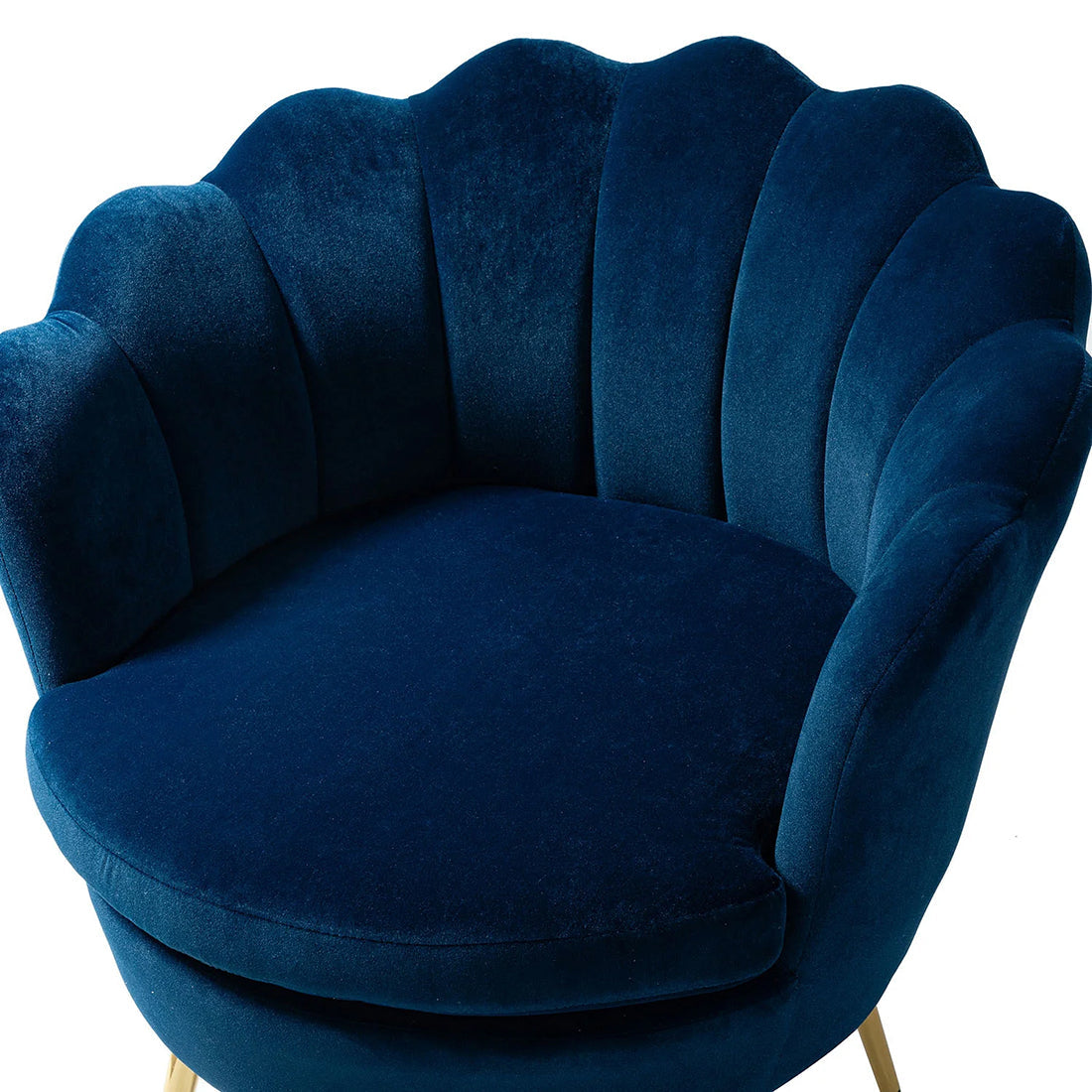 Shell Motif Luxury Style Blue Velvet Accent Chair