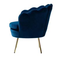 Shell Motif Luxury Style Blue Velvet Accent Chair