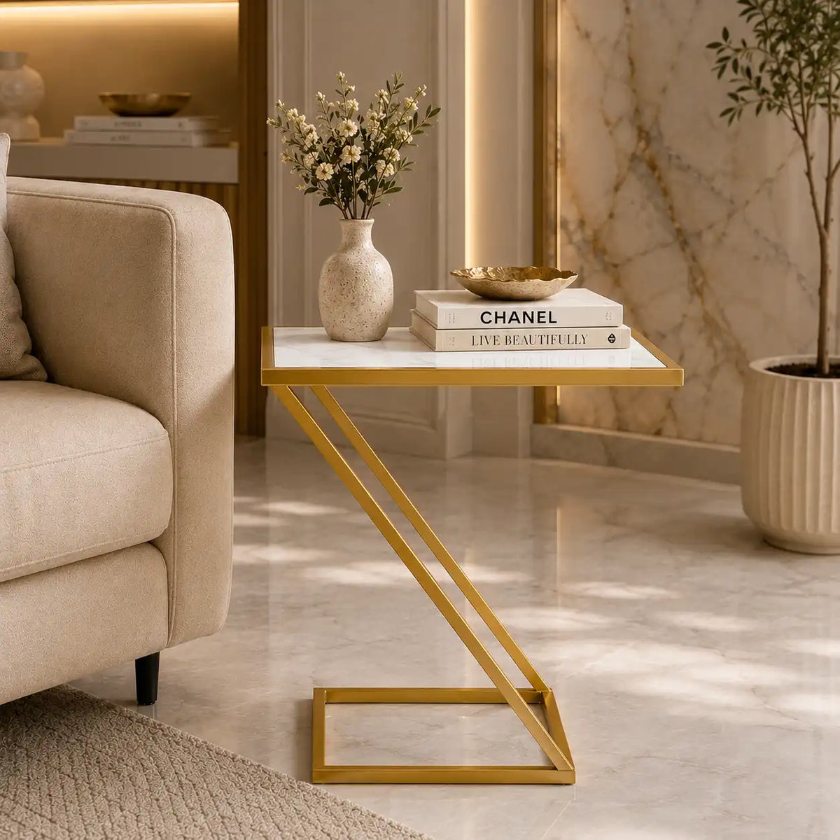 Slanting Chic Premium Metal Side Table