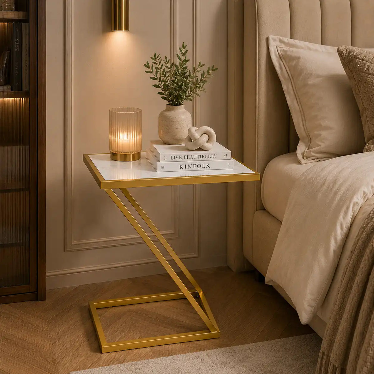 Slanting Chic Premium Metal Side Table