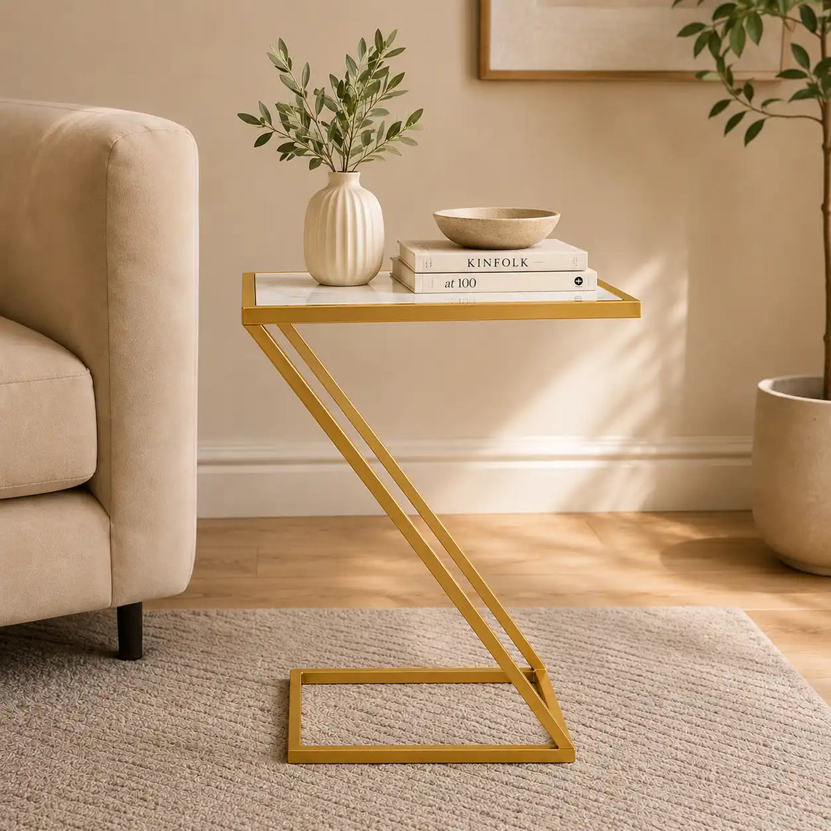 Slanting Chic Premium Metal Side Table