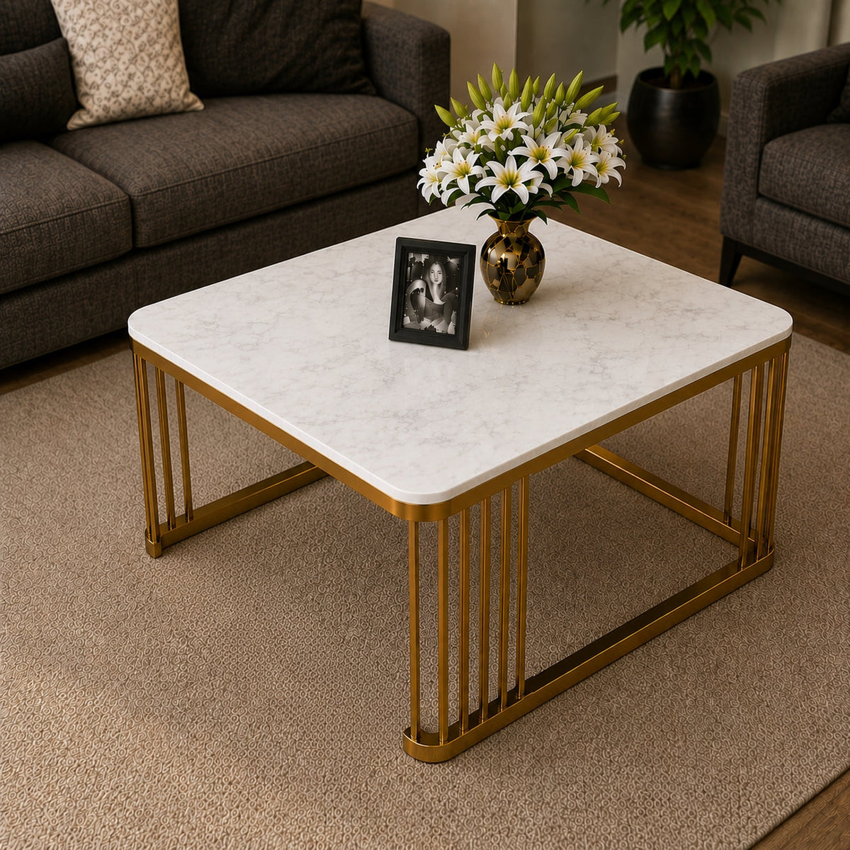Square Tethered Metallic Table Set of 2