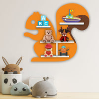 Squirrel Shape Wooden Wall Shelf LED Light Wall Shelf for Kids