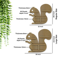 Squirrel Shape Wooden Wall Shelf LED Light Wall Shelf with Oak Finish