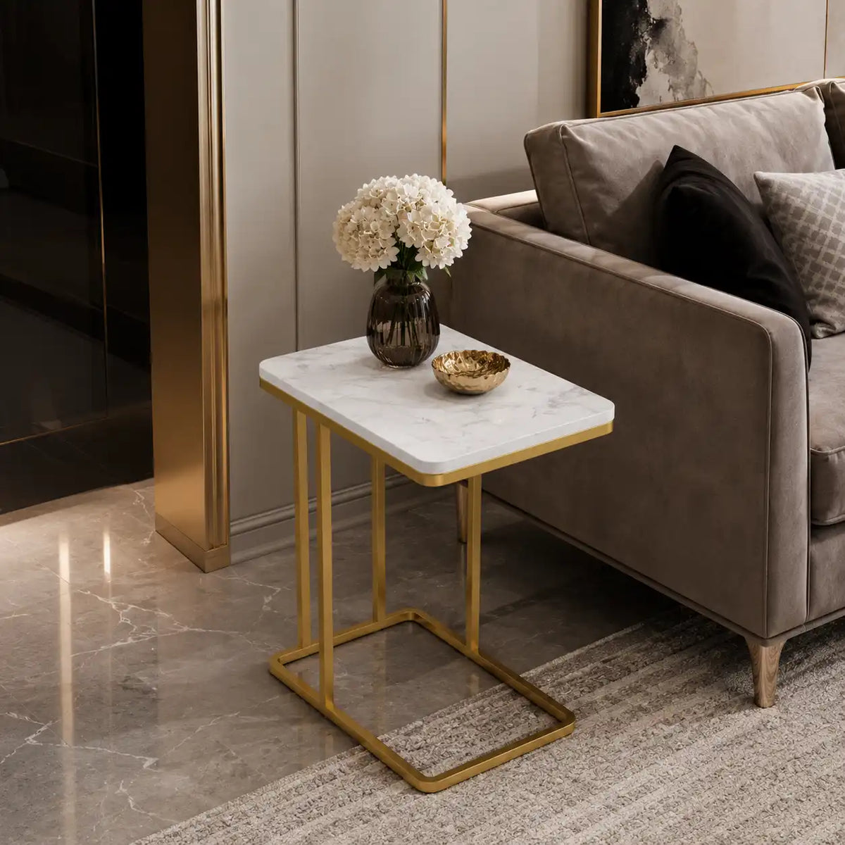 Suspended Styler Golden Metallic Side Coffee Table