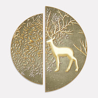 Swamp Deer in Forest Semi Circle Frames Set Of 2