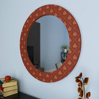 The Red Motif Printed Round Acrylic Wall Mirror