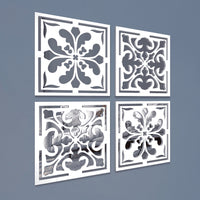 Traditional Enchanting Floral Mirror Wall Art Set of Four
