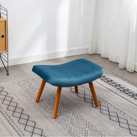 Tufted Curvy Long Back Sea Green Armchair with Footrest