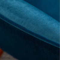 Tufted Curvy Long Back Sea Green Armchair with Footrest