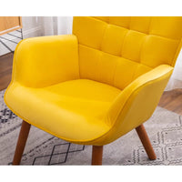 Tufted Curvy Long Back Yellow Color Lounge Chair with Footrest