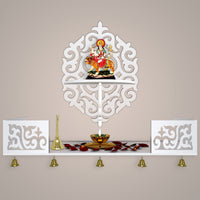Unique Designer Beautiful Wall Hanging Wooden Temple/ Pooja Mandir Design with Shelf, White Color
