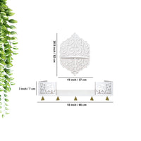 Unique Designer Beautiful Wall Hanging Wooden Temple/ Pooja Mandir Design with Shelf, White Color