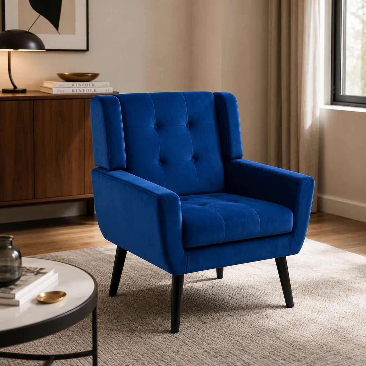 Urban Blue Luxurious Soft Velvet Armchair