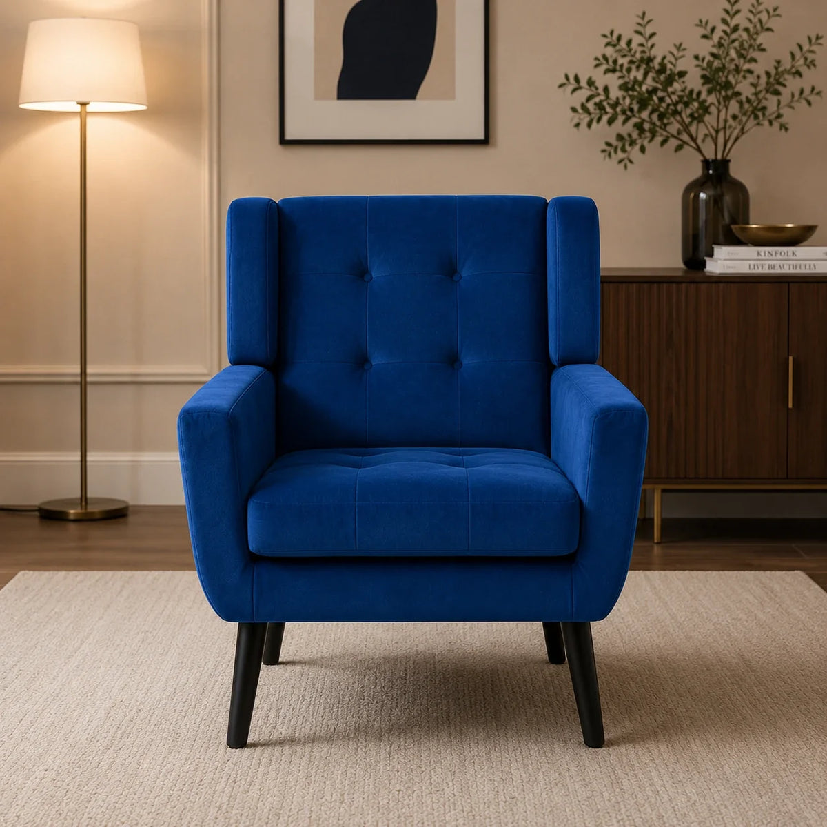 Urban Blue Luxurious Soft Velvet Armchair