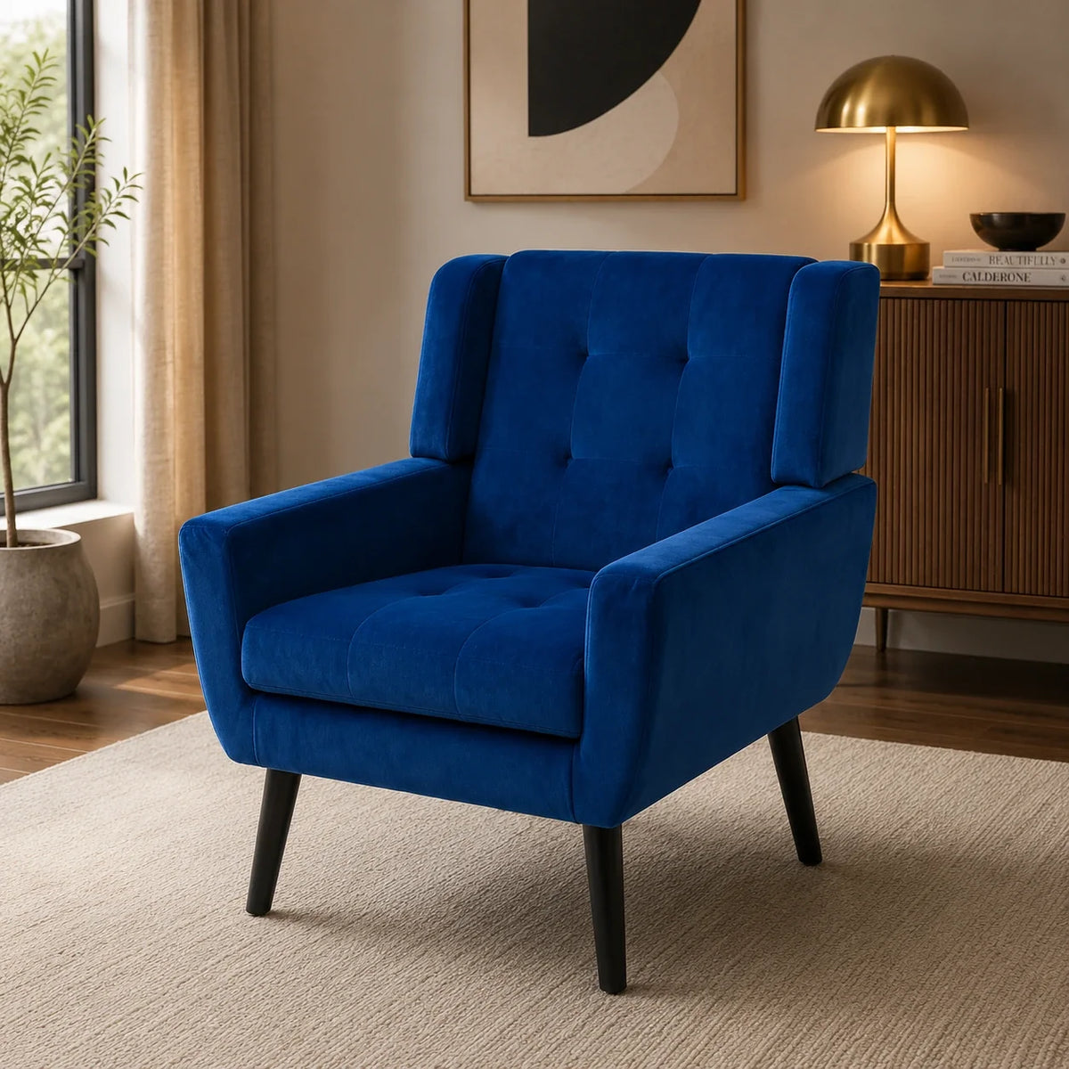 Urban Blue Luxurious Soft Velvet Armchair