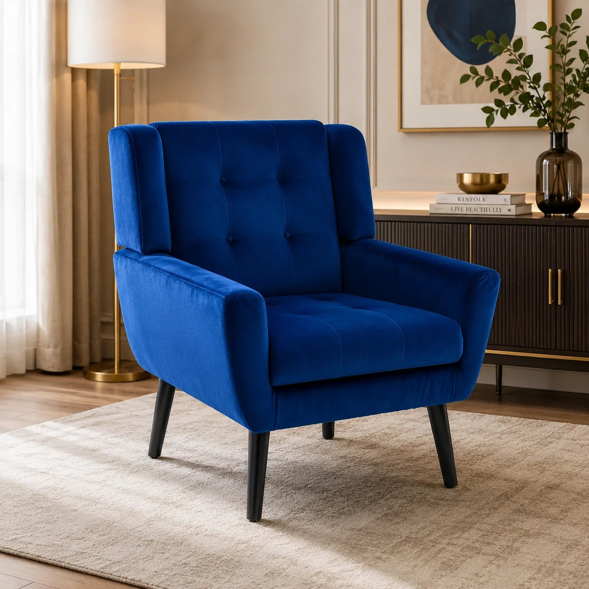 Urban Blue Luxurious Soft Velvet Armchair