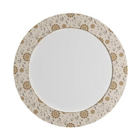 White Frame Floral Printed Round Acrylic Wall Mirror