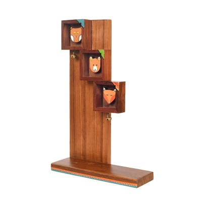 Wild Animals Handcrafted Hanging Wooden Wall Shelf