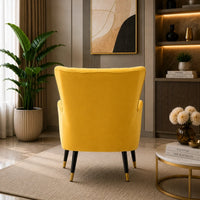 Yellow Color Tufted Accent Chair with Cushion