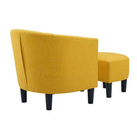 Yellow Comfy Round Back Classic Velvet Chair with Footrest