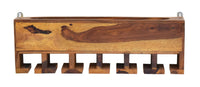Yellow Natural Teak Wood Wall Mounted Mini Bar Shelf