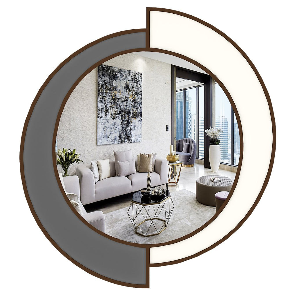 Yin Yang Style Decorative Wooden Vanity Mirror