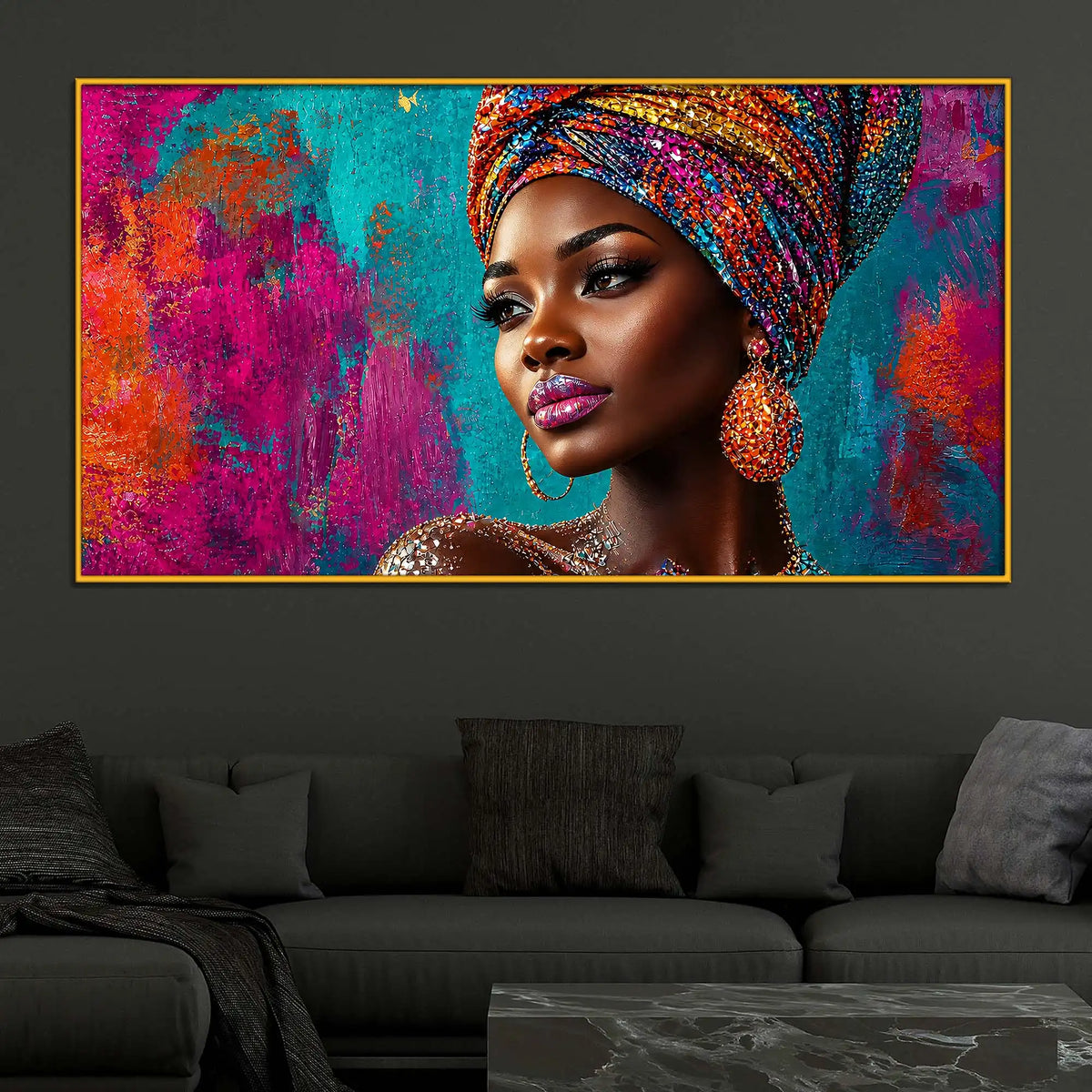 Vibrant African Beauty Floating Frame Crystal Wall Painting