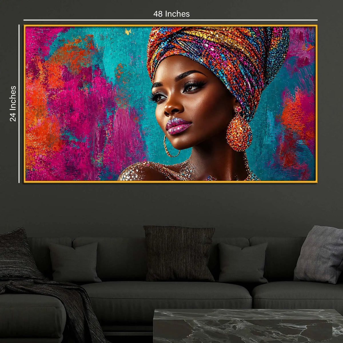 Vibrant African Beauty Floating Frame Crystal Wall Painting