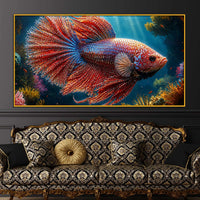 Vibrant Betta Fish Floating Frame Crystal Wall Painting