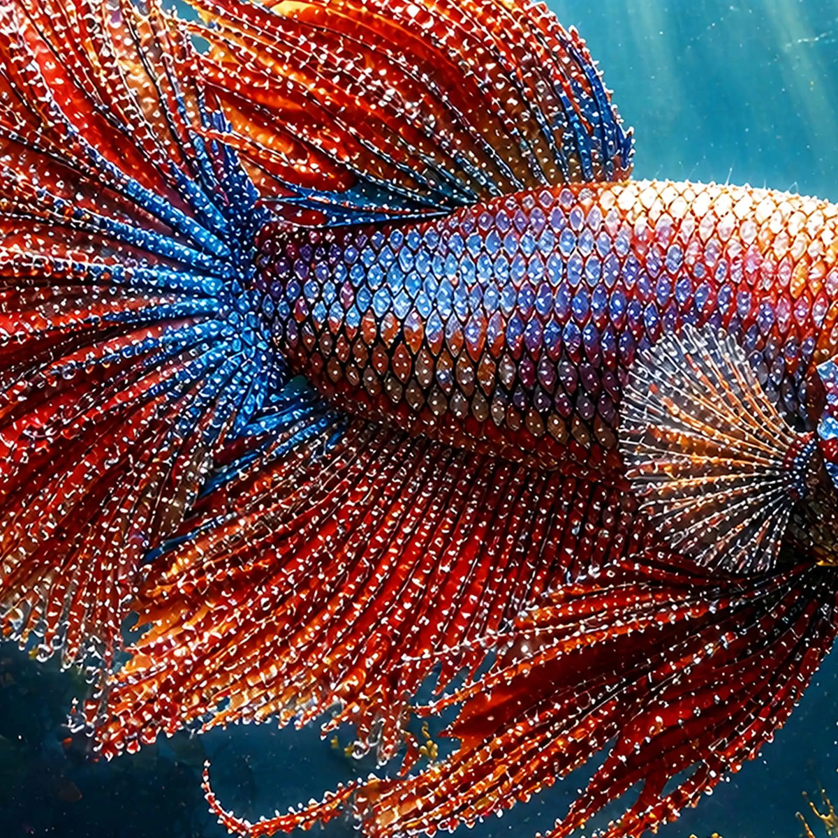 Vibrant Betta Fish Floating Frame Crystal Wall Painting
