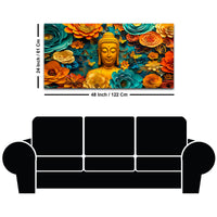 Vibrant Buddha Wall Painting with Multicolor Floral Artwork