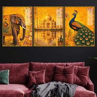 Vibrant Indian Royal Art Acrylic Painting Set of 3