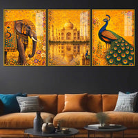 Vibrant Indian Royal Art Acrylic Painting Set of 3