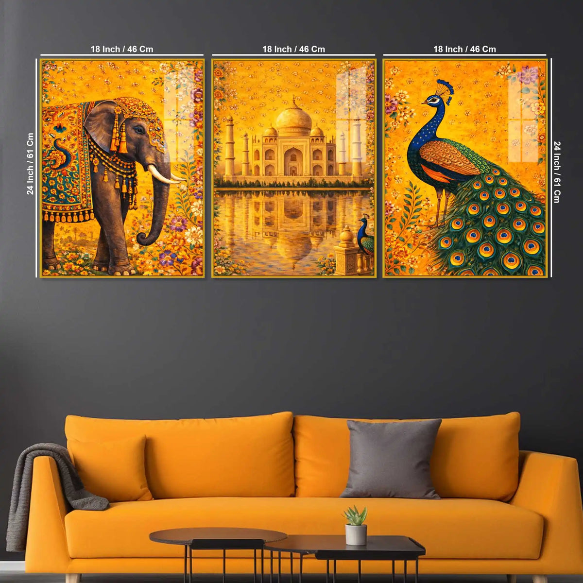 Vibrant Indian Royal Art Acrylic Painting Set of 3
