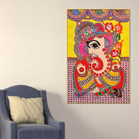 Vibrant Madhubani Ganesha Canvas Painting