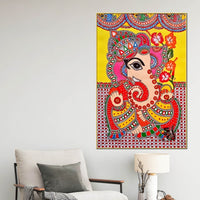 Vibrant Madhubani Ganesha Canvas Painting