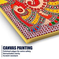 Vibrant Madhubani Ganesha Canvas Painting
