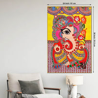 Vibrant Madhubani Ganesha Canvas Painting