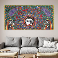Vibrant Madhubani Surya Canvas Wall Painting