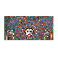 Vibrant Madhubani Surya Canvas Wall Painting