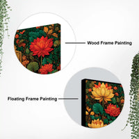 Vibrant Peacock and Red Lotus Floral Canvas Wall Painting