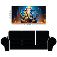 Vibrant Seated Lord Shri Ganesha Idol Canvas Wall Painting for Home & Office Decoration – Modern Spiritual Wall Art