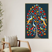 Vibrant Tree of Life Birds & Flowers Canvas Painting