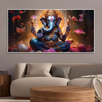 Vighnaharta Lord Ganpati Premium Canvas Wall Painting