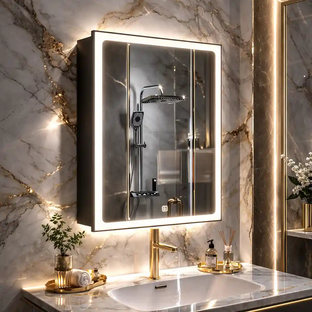 Wall Mounted Bathroom Cabinet Mirror with Backlit LED Design
