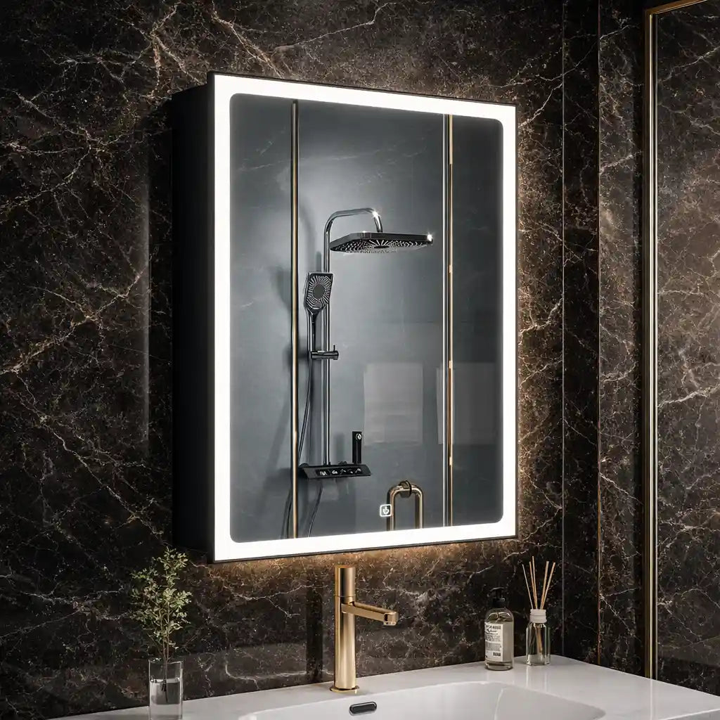 Wall Mounted Bathroom Cabinet Mirror with Backlit LED Design