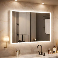 Wall Mounted Bathroom Cabinet Mirror with Sleek LED Border