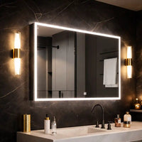 Wall Mounted Bathroom Cabinet Mirror with Sleek LED Border